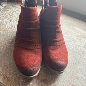Earth Origins Red Suede Ankle Booties